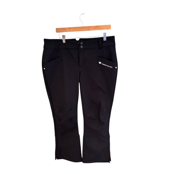 Obermeyer Womens Black Softshell Ski Pants Size XL Wind-Resistant Zipper Hem Adj - Picture 1 of 9